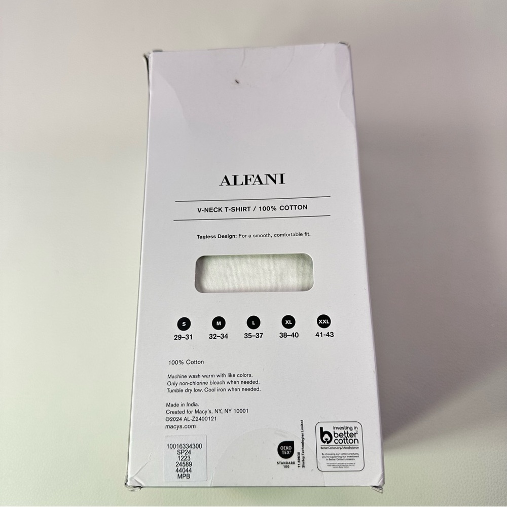 4/$25**4 Pack NEW Alfani Sz XL Men's White Cotton V-Neck T Shirt 100% Cotton - Picture 2 of 4
